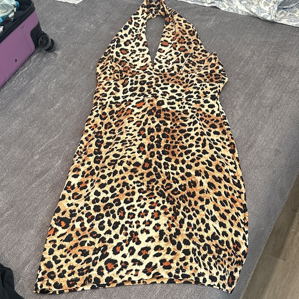 Leopard Print Halter Dress